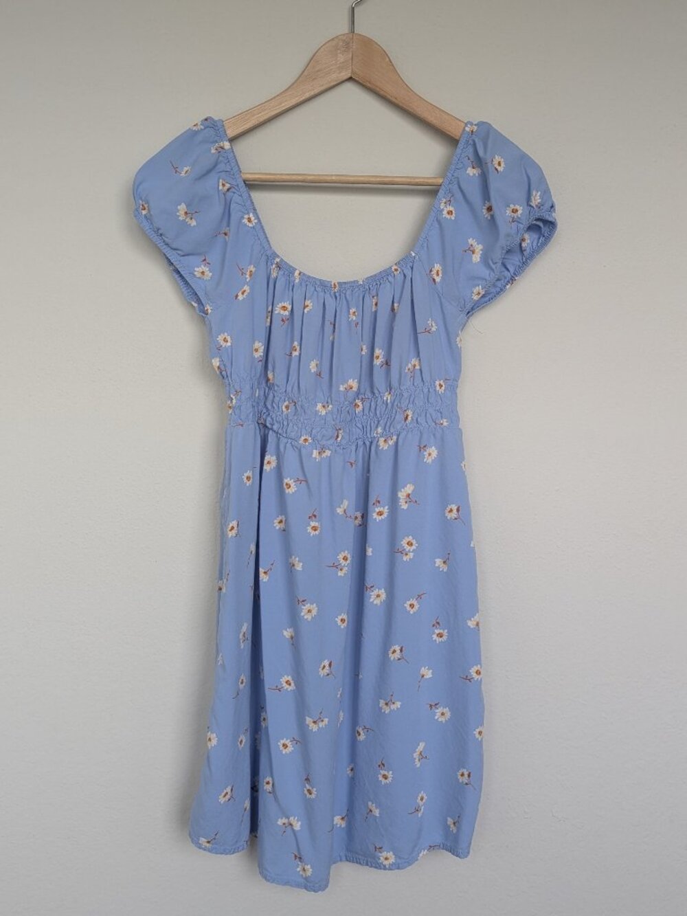 Women's small billabong floral baby blue dress cold off shoulder lightweight